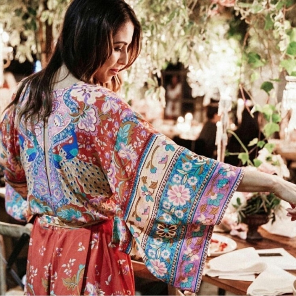 Vibrant Bohemian Kimono Maxi Dress - Picture 4 of 14